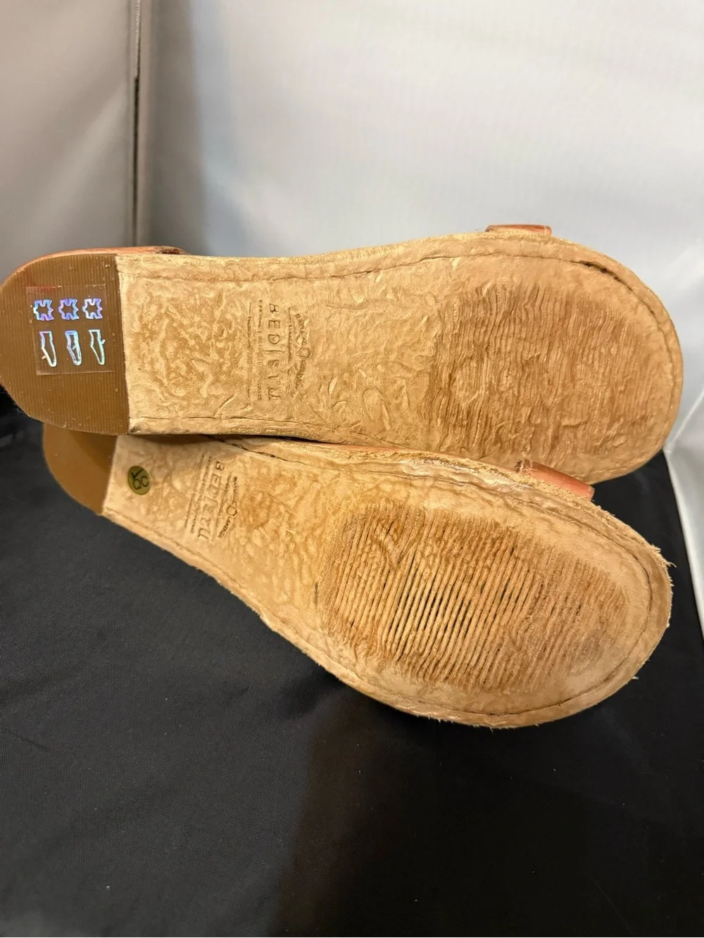 BedlSTÜ Women's Tan Leather Cutout Sandals